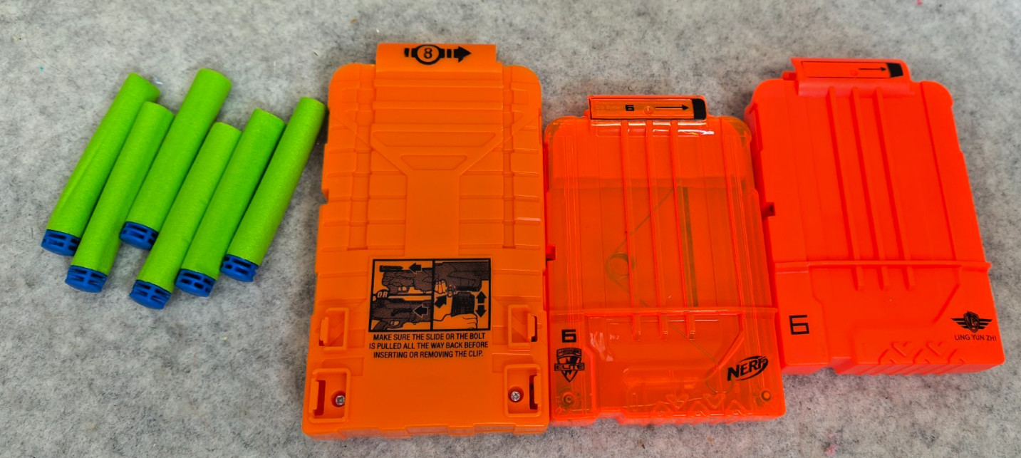 Lot of 3 Nerf  6  and 8 Round Replacement Magazine plus a few Darts