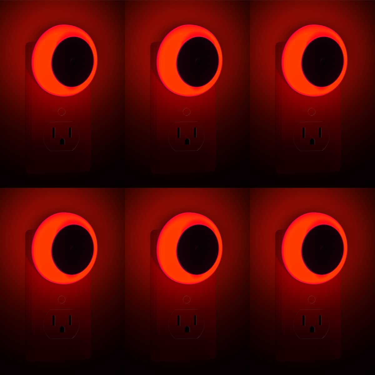 6 Pack Red Night Light LED Night Lights Plug into Wall with Dusk to Dawn Sensor