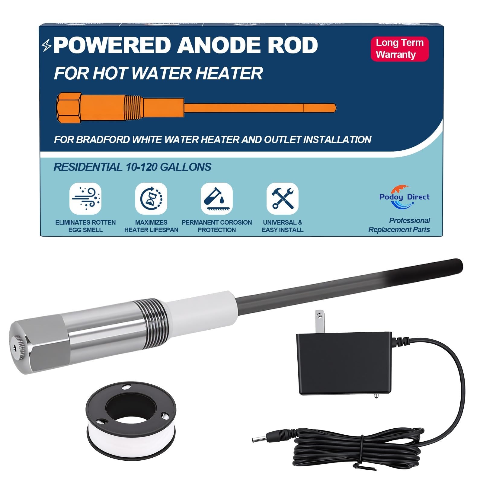 Electric Powered Titanium Anode Rod For Water Heater 40-89 Gallon Tank | Help...
