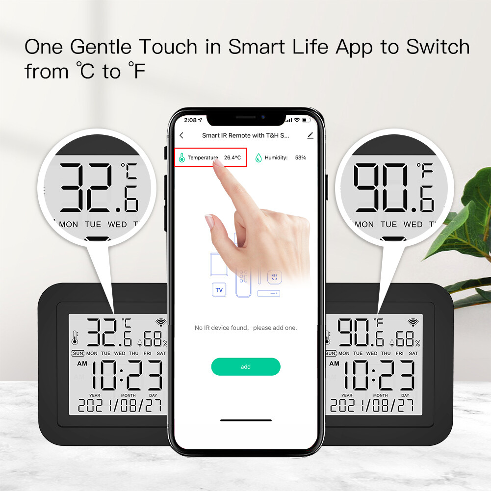 MOES WiFi IR Smart Thermometer Sensor + Remote Control For Air Conditioner TV AC