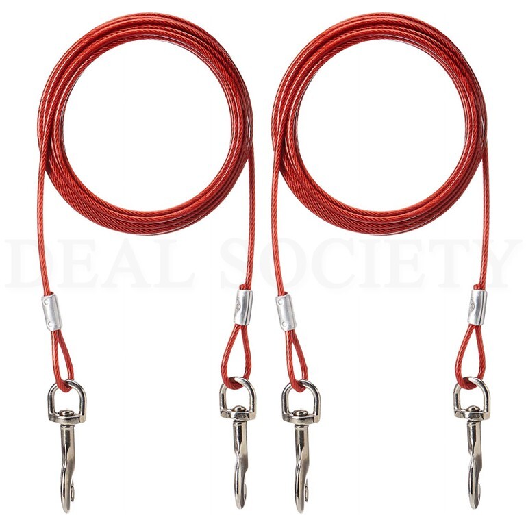 Hartz 20ft Vinyl Coated Tie Out Cable for Dogs Up To 100lbs Lot of 2 Sets
