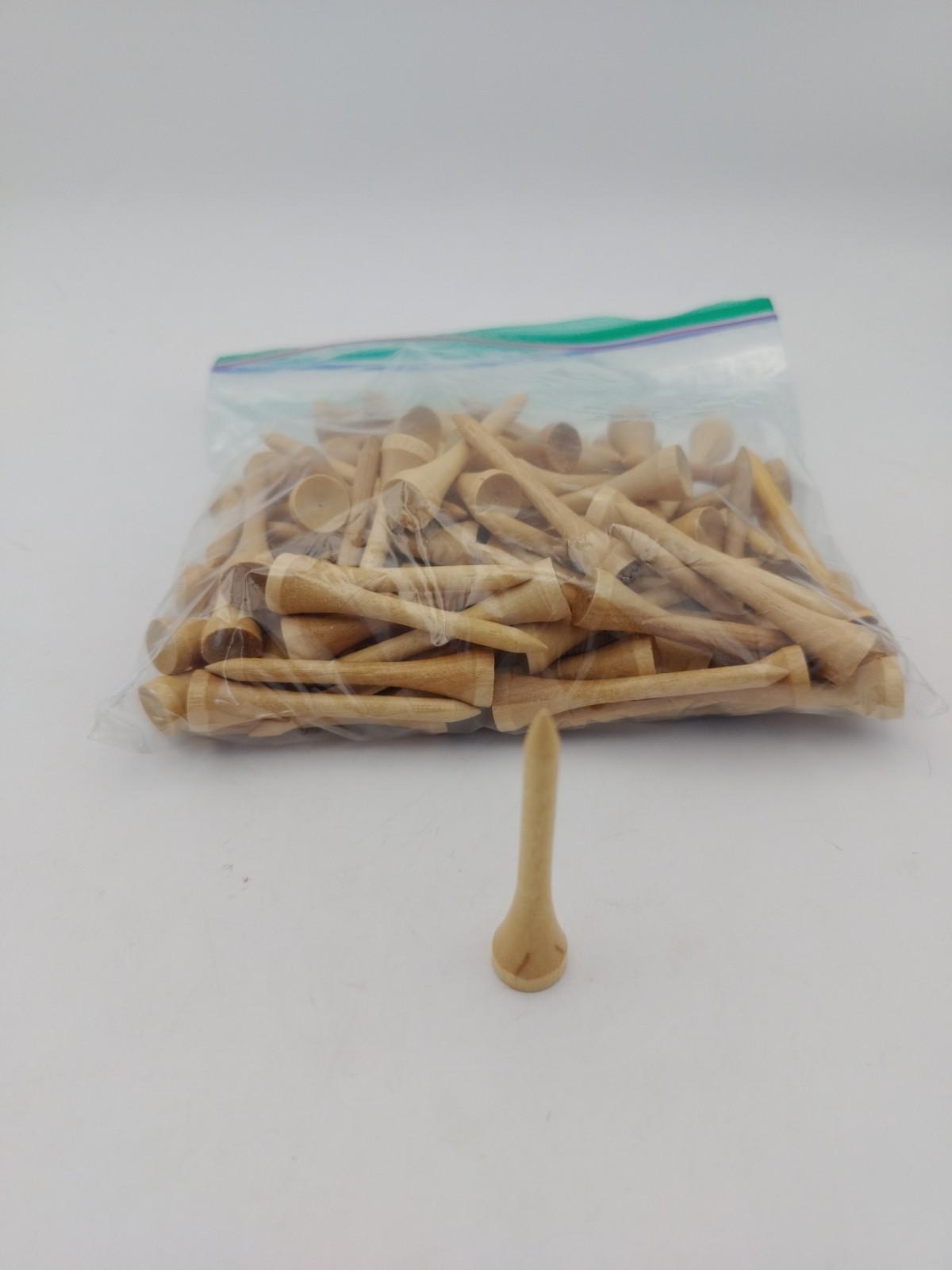 100 Wooden Golf Tees 2 1/8" Short Natural Wood Bulk Practice Play