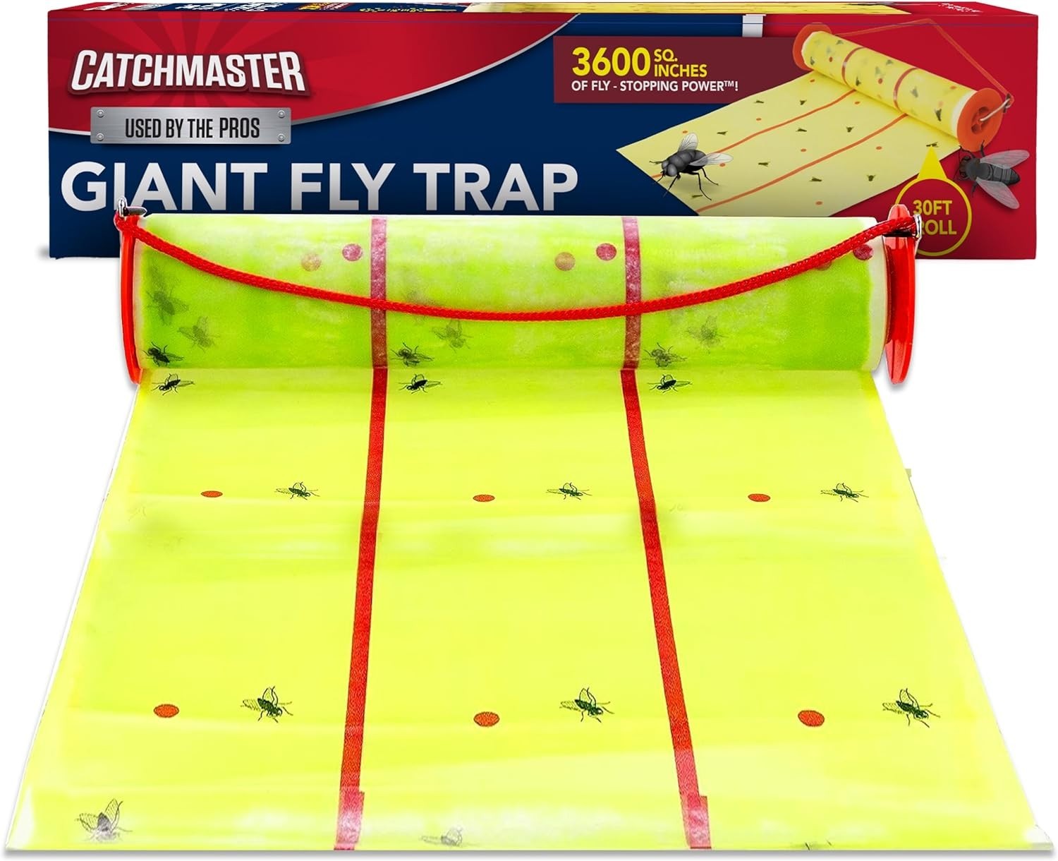 Giant Fly Glue Trap 3-Pack 30 Feet Each, Adhesive Fly Traps Outdoor, Sticky Bug
