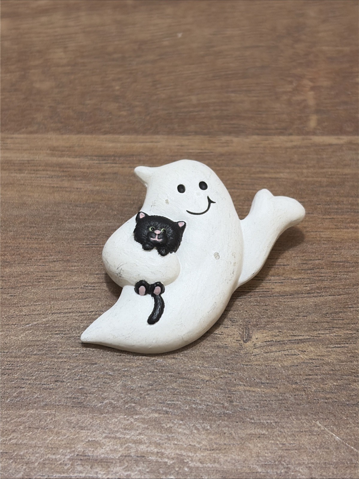 Hallmark PIN Halloween Vintage GHOST Kitten CAT BLACK 1990s Holiday Brooch