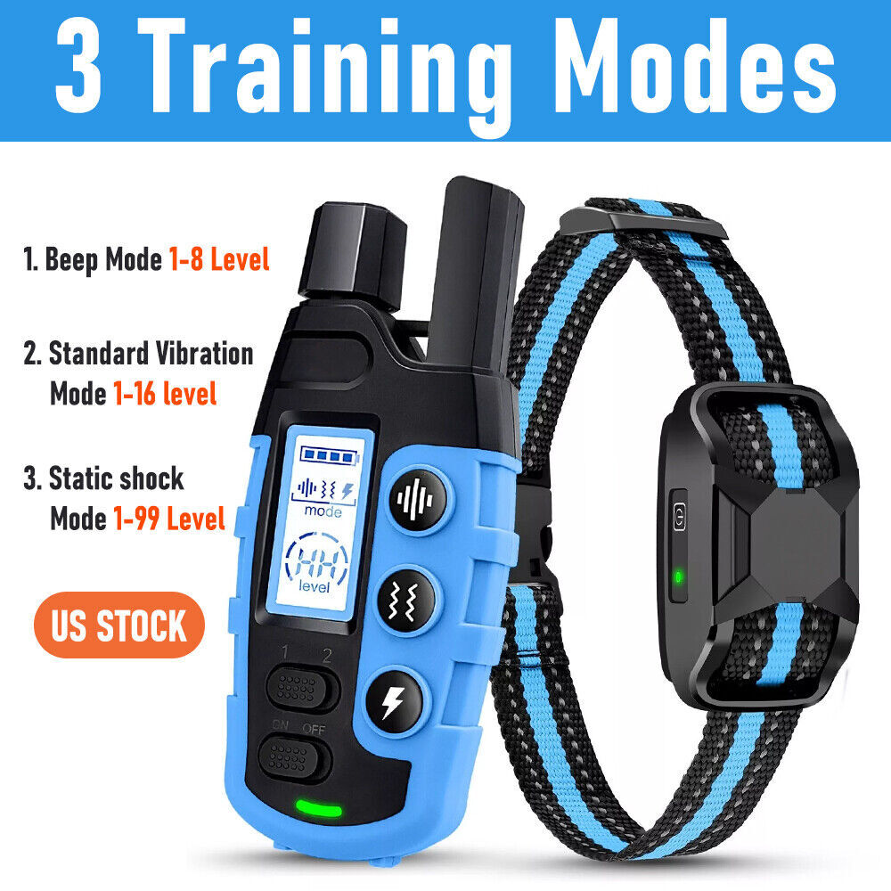 1100 Yd Remote Dog Shock Training Collar Rechargeable Waterproof LCD Pet Trainer