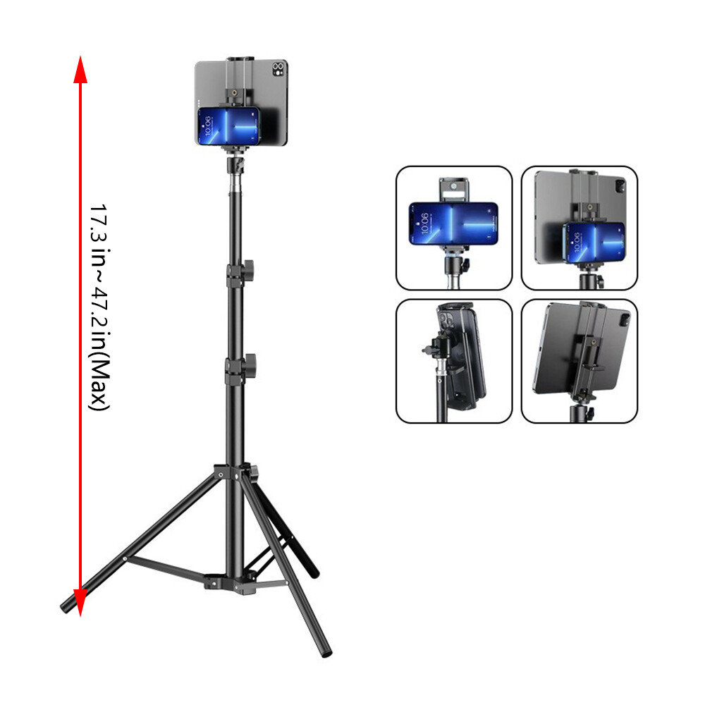 47.2" Tablet Floor Tripod Stand Adjustable Height For 7"-11" ipad iPhone Galaxy