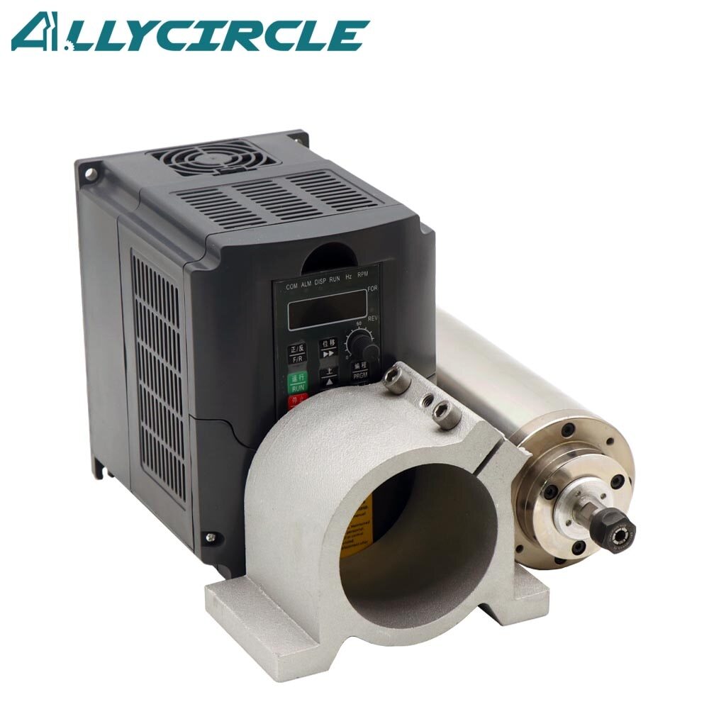 1.5KW Water Cooled Spindle 6A  AC220V 24000RPM+80MM Spindle Clamp+1.5KW VFD