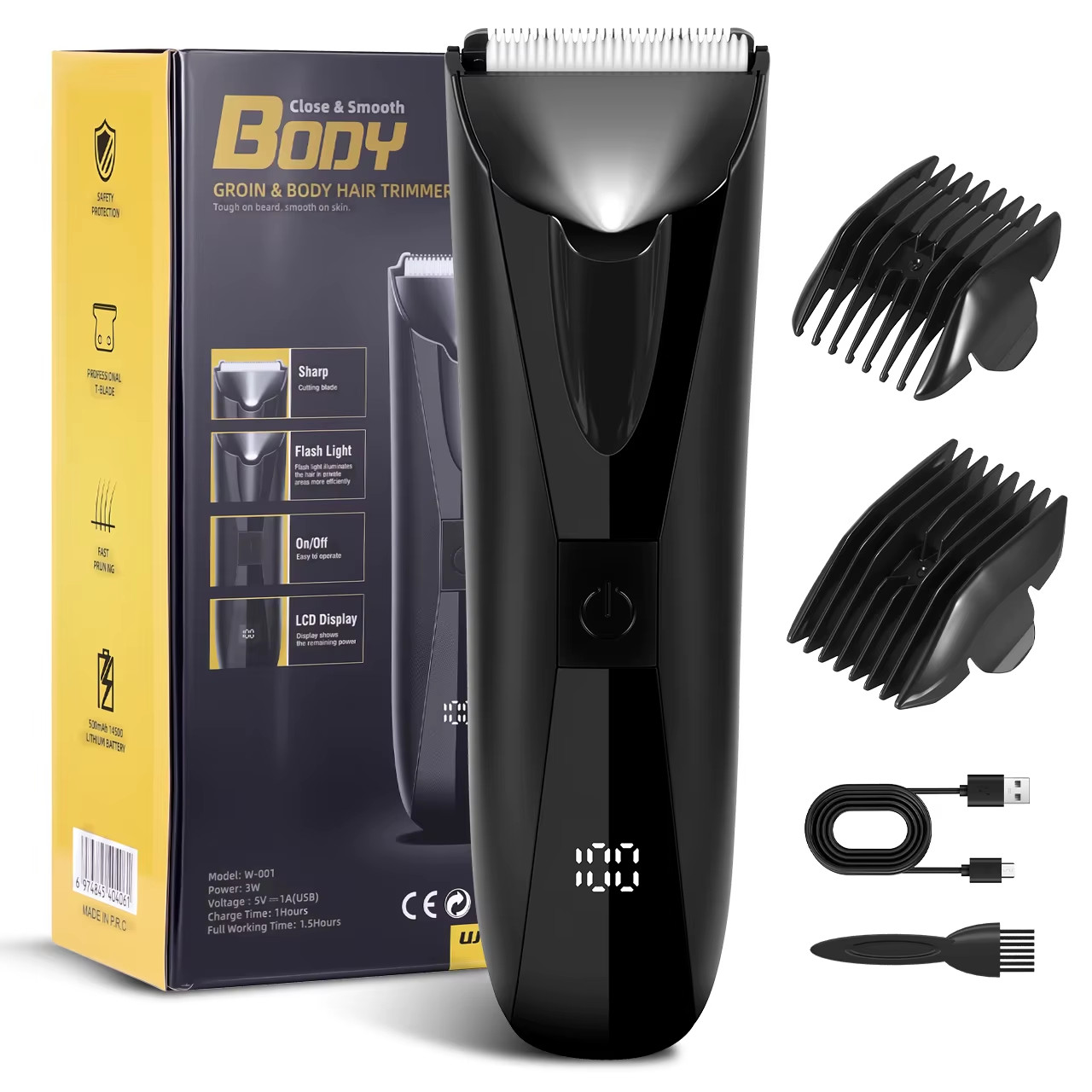 Professional Hair Clipper Ceramic Blade Male Hair Trimmer LED Display Haircut Ma
