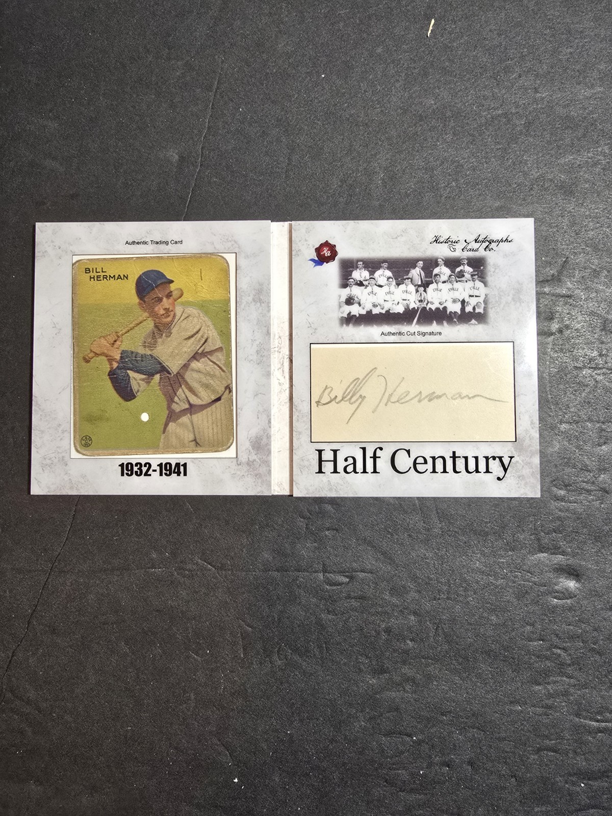 2020 Historic Autographs, Half Century Autograph, 1933 Goudey Bill Herman RC.
