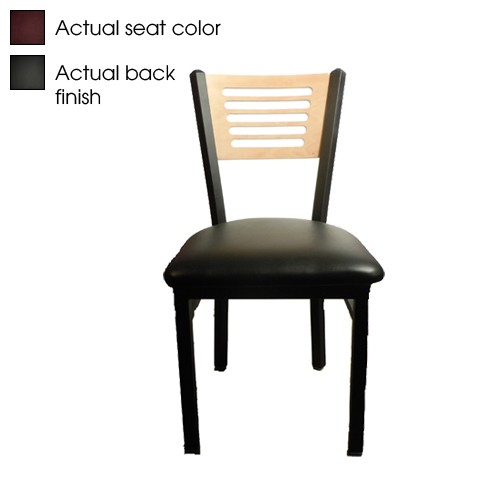 Oak Street Mfg 5Line Black Wood Back Chair w/Wine Vinyl Seat