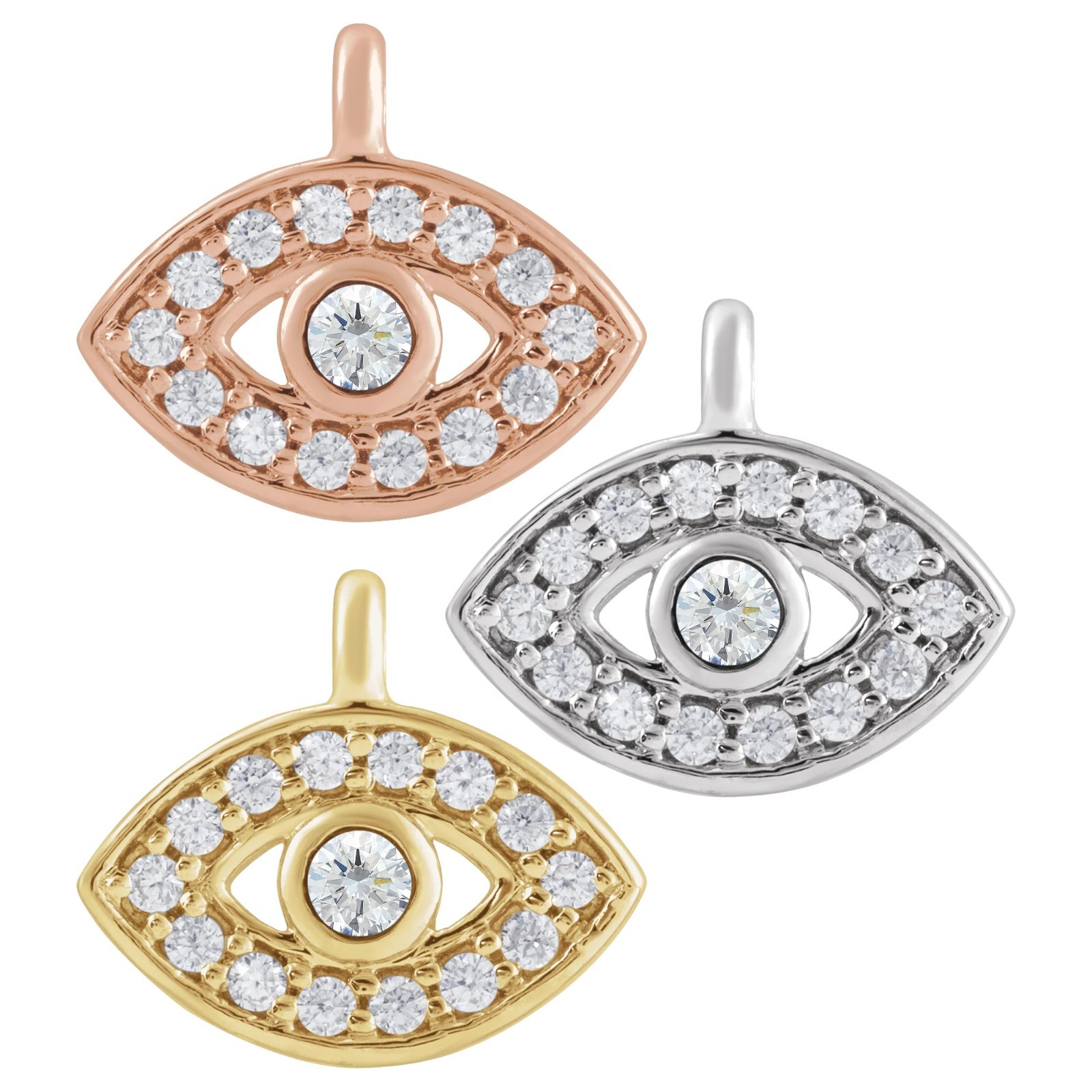 14K Gold Petite Pavé™ .06 CTW Natural Diamond Evil Eye Dangle