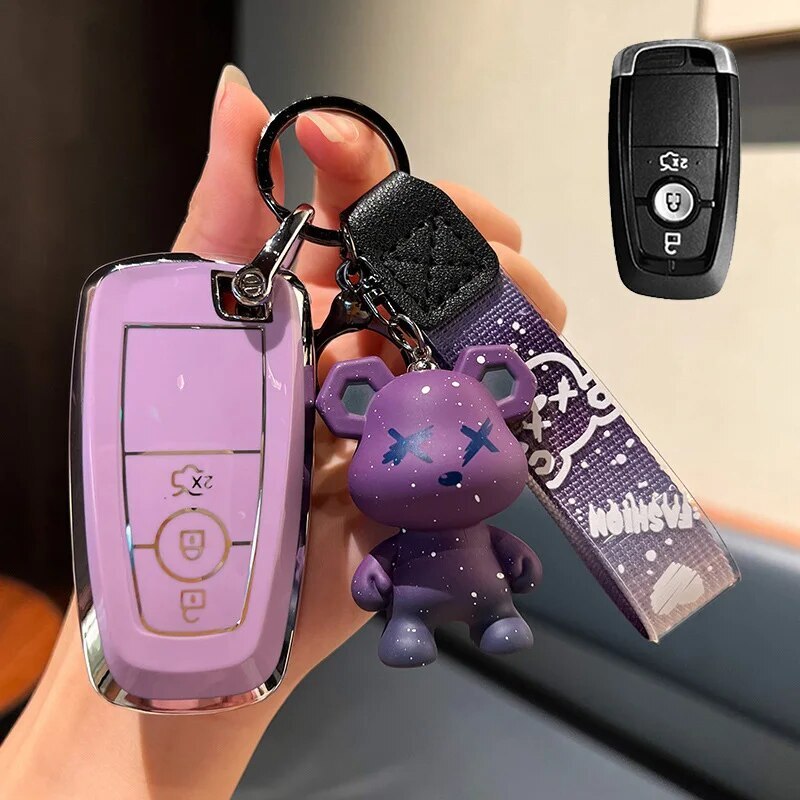 TPU Car Key Case Cover Fob Shell for Ford Edge Fusion Mustang Explorer F150 F250