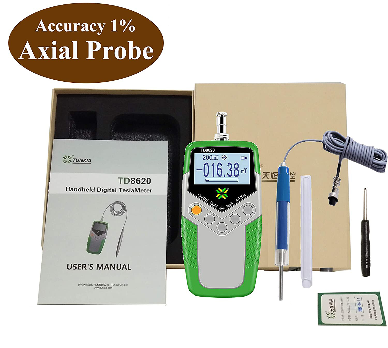 Tesla Meter Permanent Magnet Gauss Meter EMF Tester 1% Accuracy Axial Probe