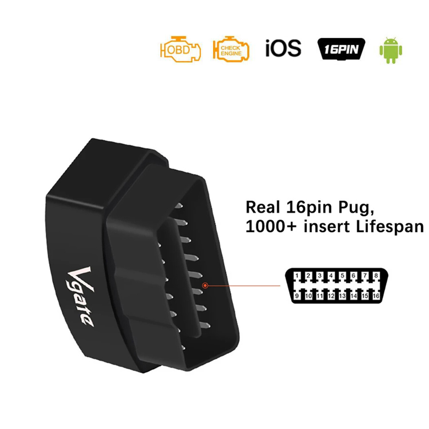 Vgate iCar3 Bluetooth3.0 OBD2 Scanner CodeReader Diagnostic Tool For Android IOS