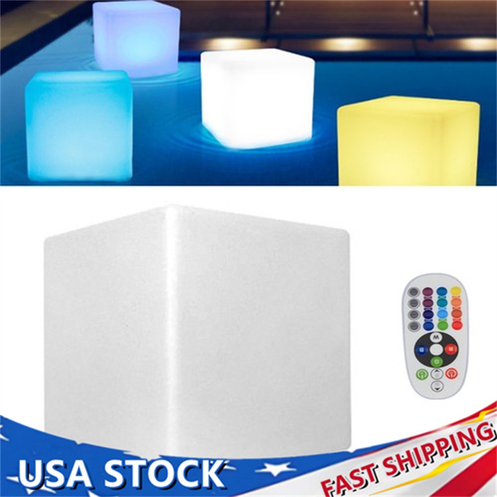 16" LED Cube Light Pub Bar Stool 16 RGB Colors Changing Chair w/Remote Control