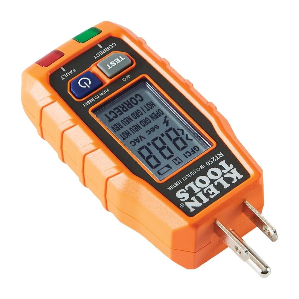 Klein Tools GFCI Receptacle Tester with Backlit LCD & Auto-Hold Function - 120V