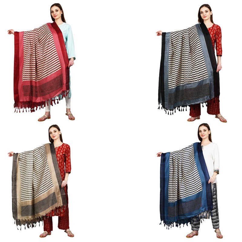 Way2Like Dupatta Silk Leharia Printed Patola Stole Showl Wrap Scarf Hijab