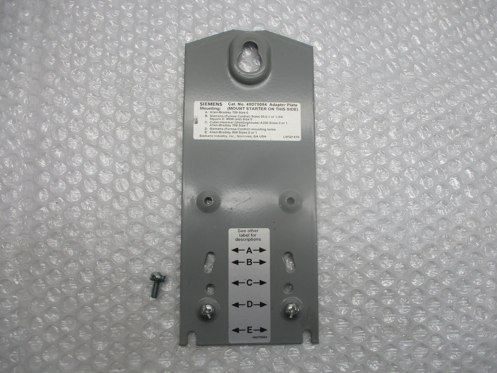 SIEMENS 49D70084 ADAPTER PLATE NSNP