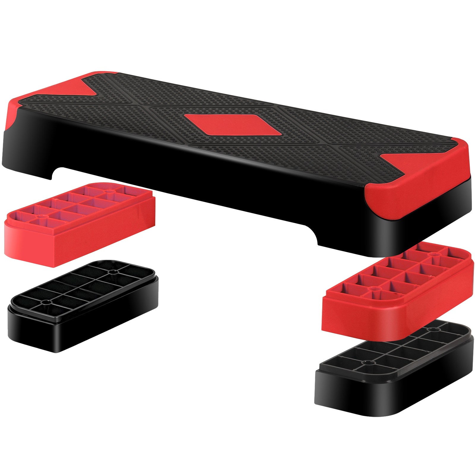 27" Aerobic SteperExercise Non-Slip Surface Platform Stepper Adjustable Red