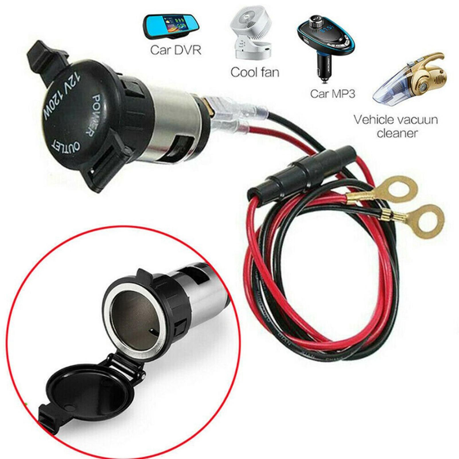 12V USB With Cable Car Cigarette Lighter Socket Charger Power Adapter Outlet