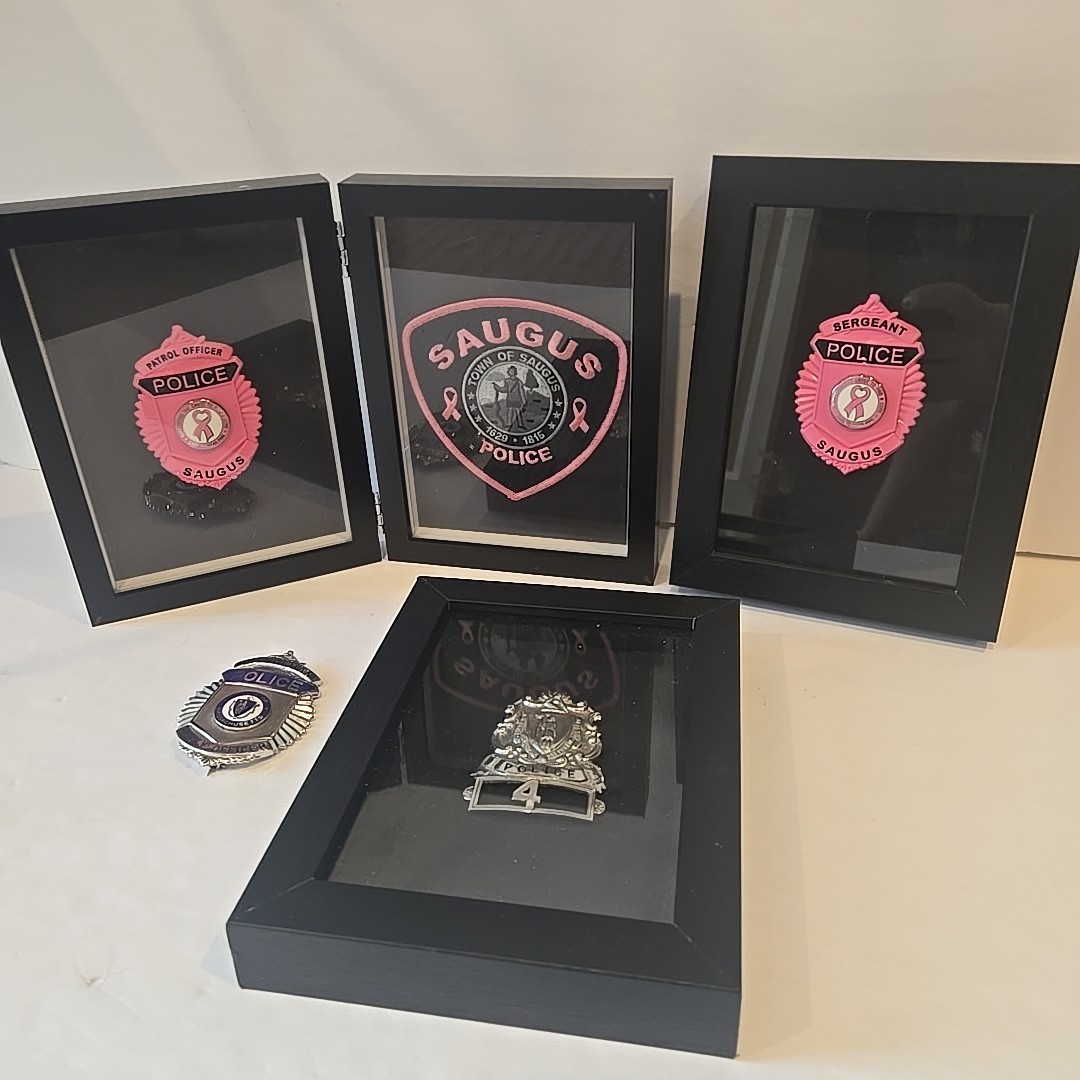 Lot Of 4 Saugus MA Police Department Breast Cancer Awareness Badge Sergeant