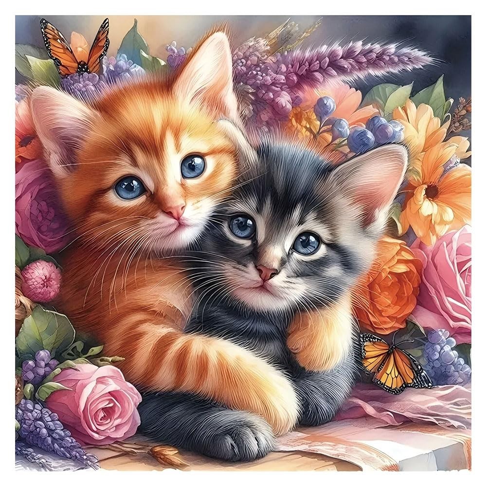 Kulvci Diamond Art Painting Kits for Adults Cat, 12x12 inches, Multicolor