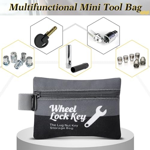 2Pack Wheel Lock Key Storage Pouch with Zipper() | Canvas Wheel Lock Key Gray