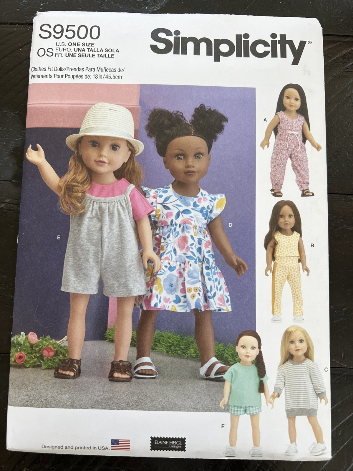 UNCUT Simplicity S9500 Doll 18" Clothes Dress, Pants, Jacket Sewing Pattern
