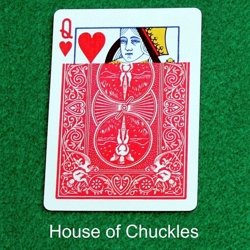 Queen of Hearts / Red Back - Half Horizontal, Bicycle Printed Gaff Card, Red