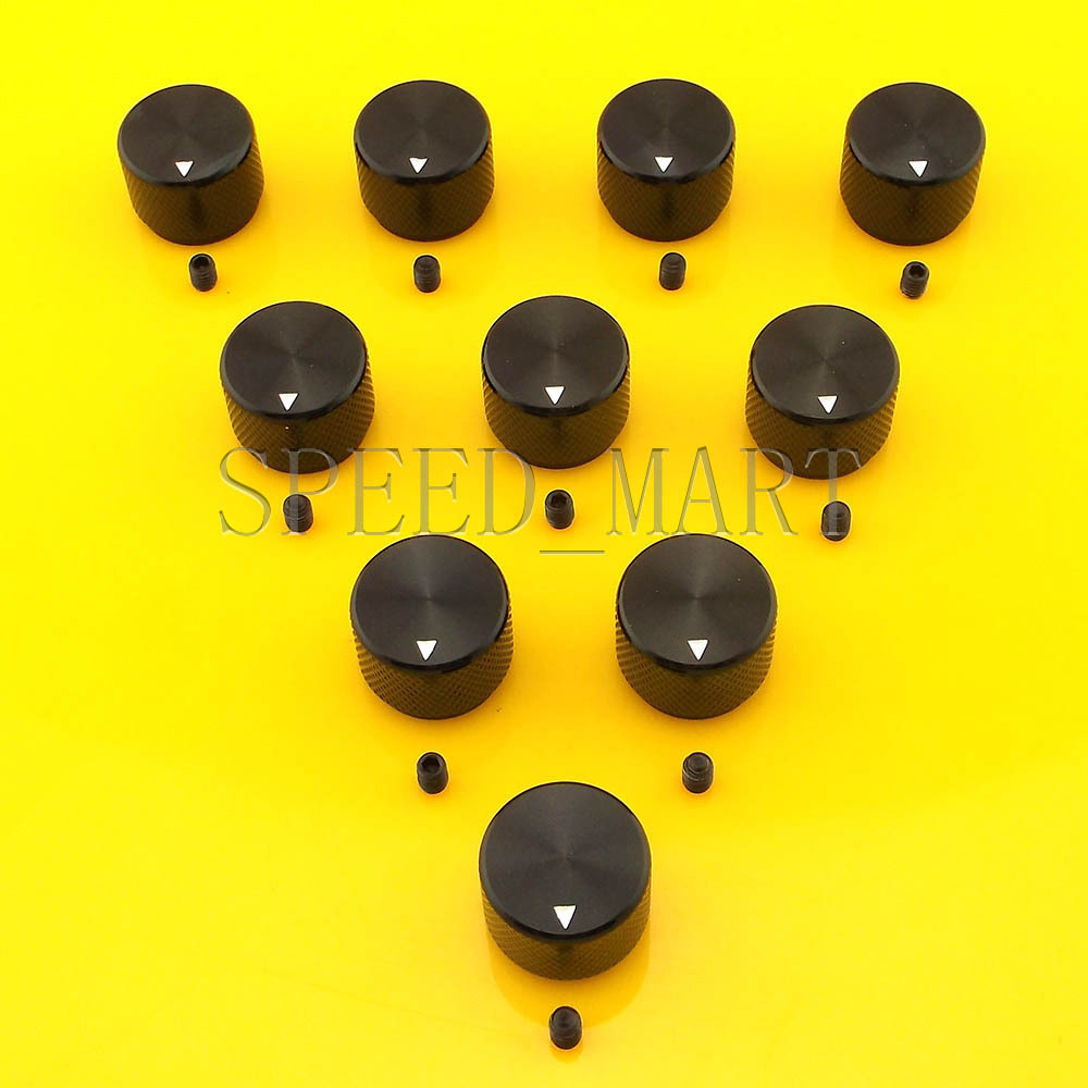 10 PCS High Precision Full Aluminum Knurled Knob + ser screw for CD Player Black