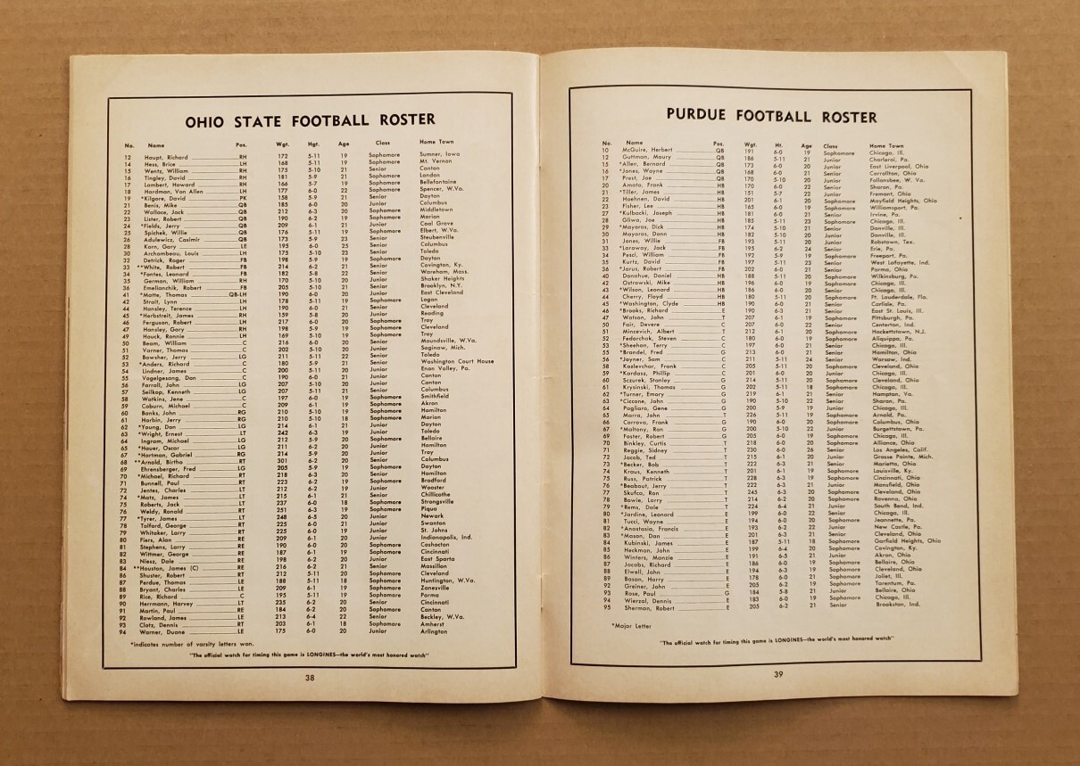 1189----1959 Ohio St at Purdue FB program - Homecoming Game
