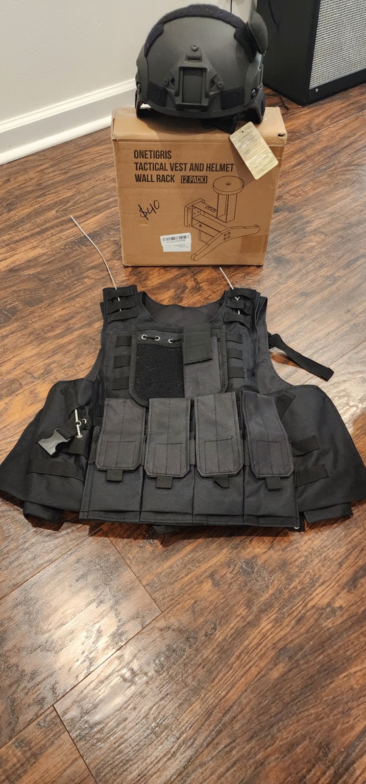 Airsoft Tactical Pack With Helmet, Vest And Wall Mounted Racks