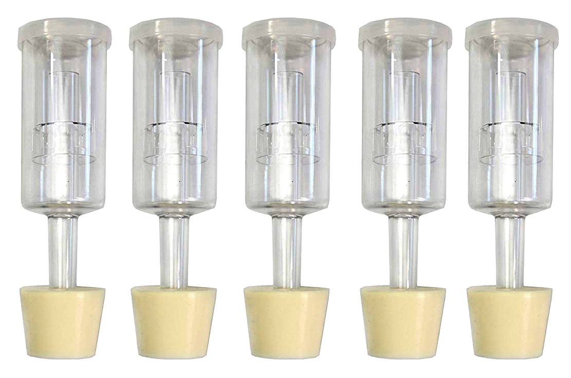 (5 Pack) Three-Piece Airlock and Drilled #6 Stopper