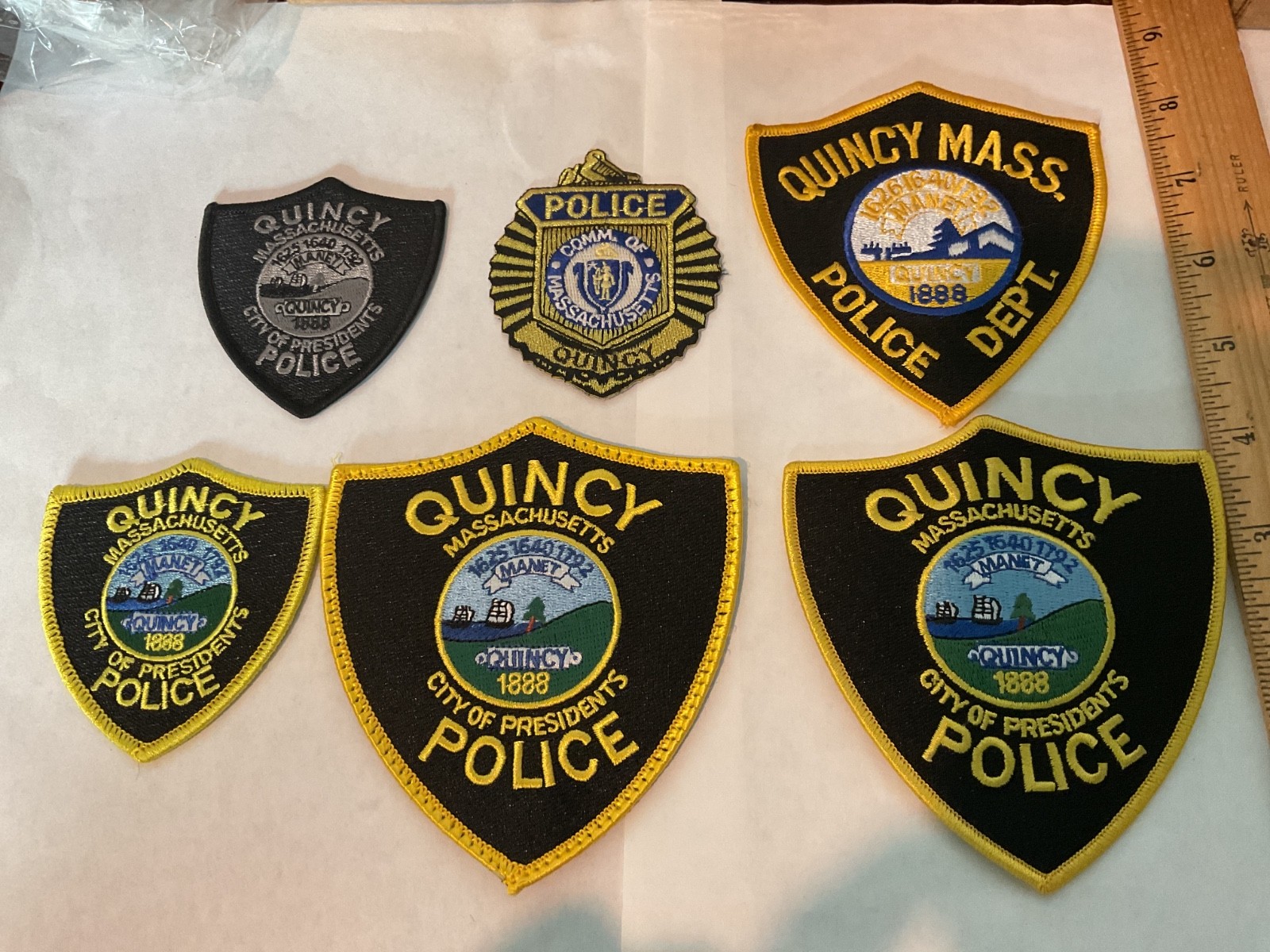 Quincy Police Mass. collectable patch Set full size current and  issue patches