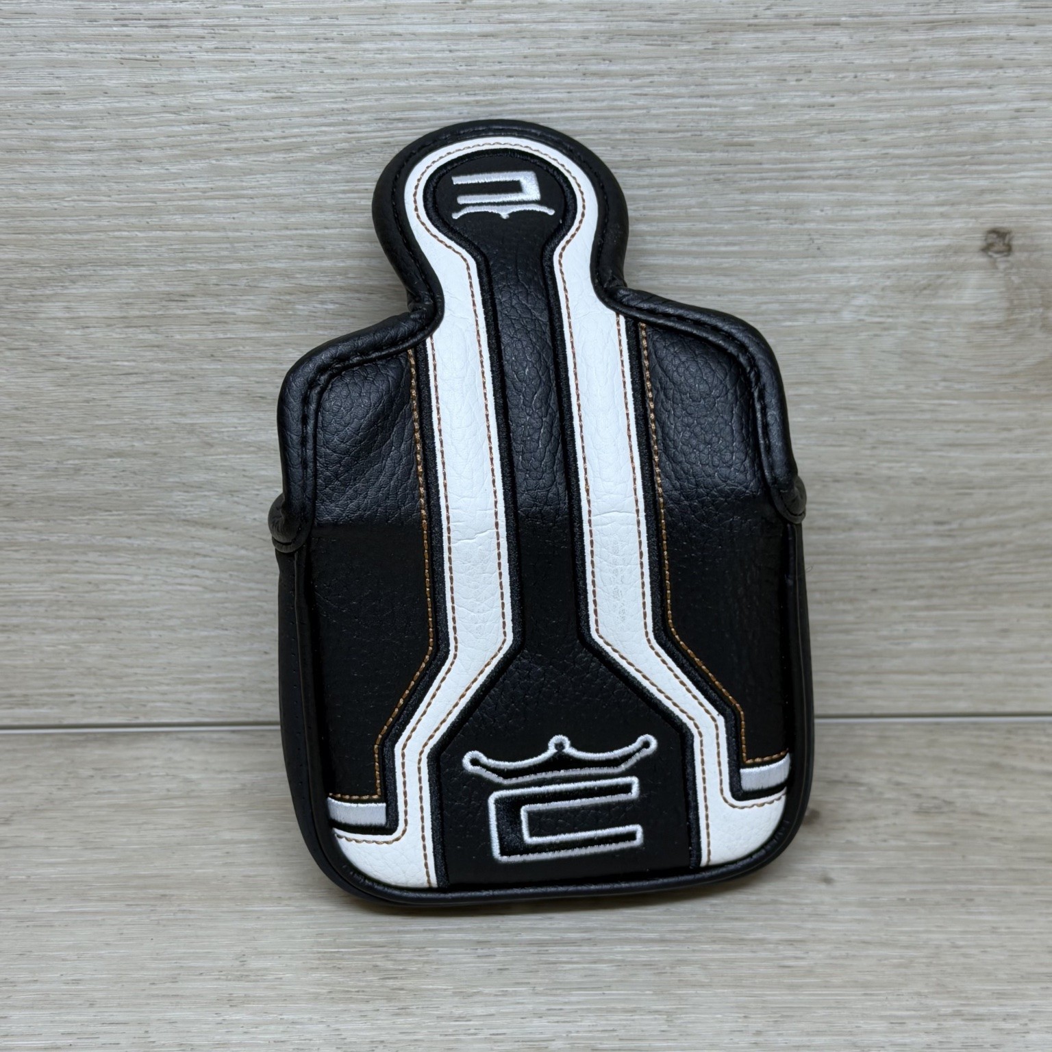 Cobra Mallet Putter Cover Black White Synthetic Leather Padded Magnetic