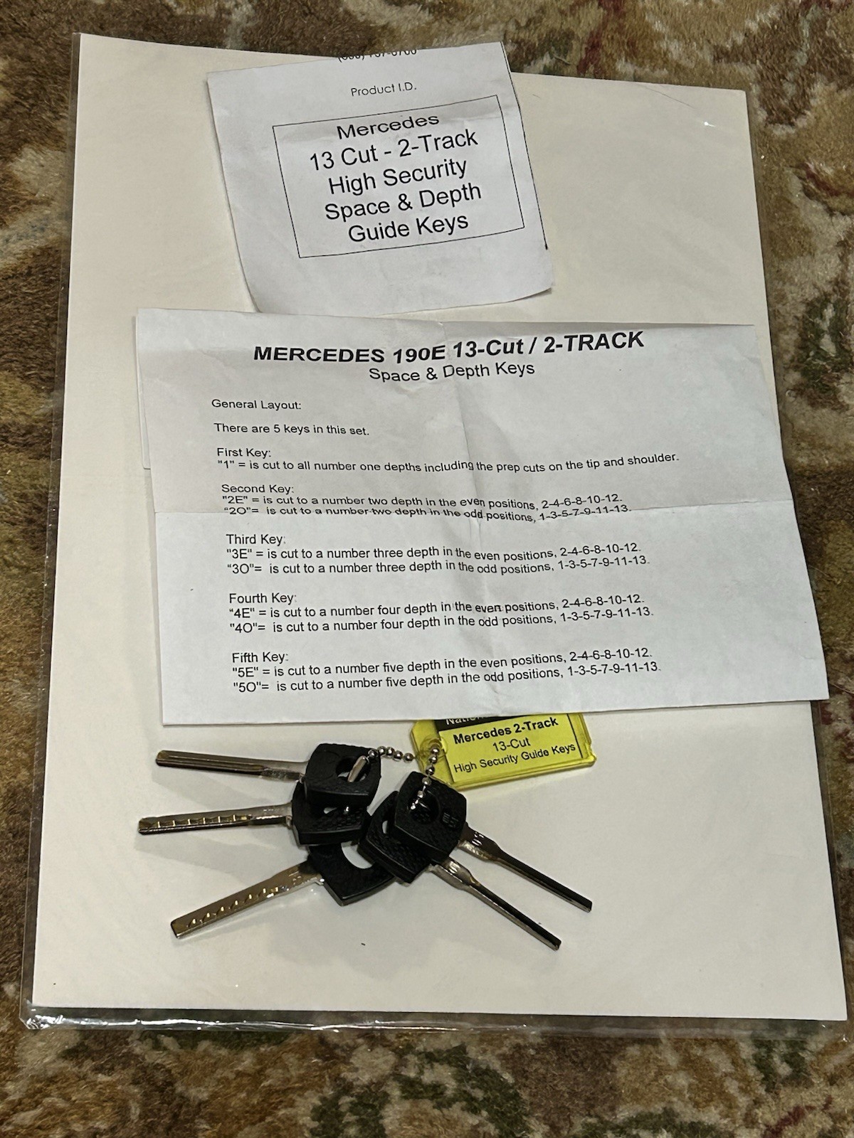 MERCEDES 2 TRACK 13 CUT HIGH SECURITY DEPTH KEYS NATIONAL AUTO LOCK SERVICE USED