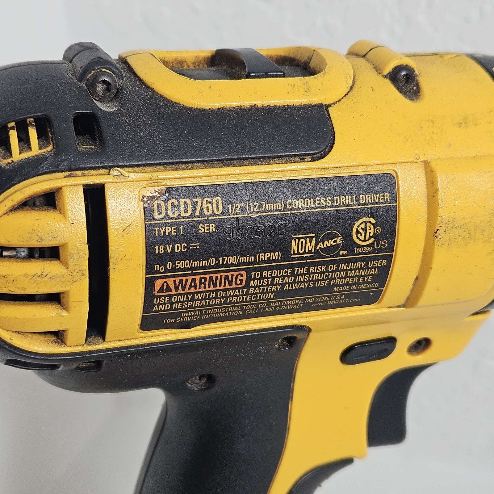 Dewalt 18V Volt DCD760 1/2" Cordless DRILL DRIVER (Tool Only) Tested Working