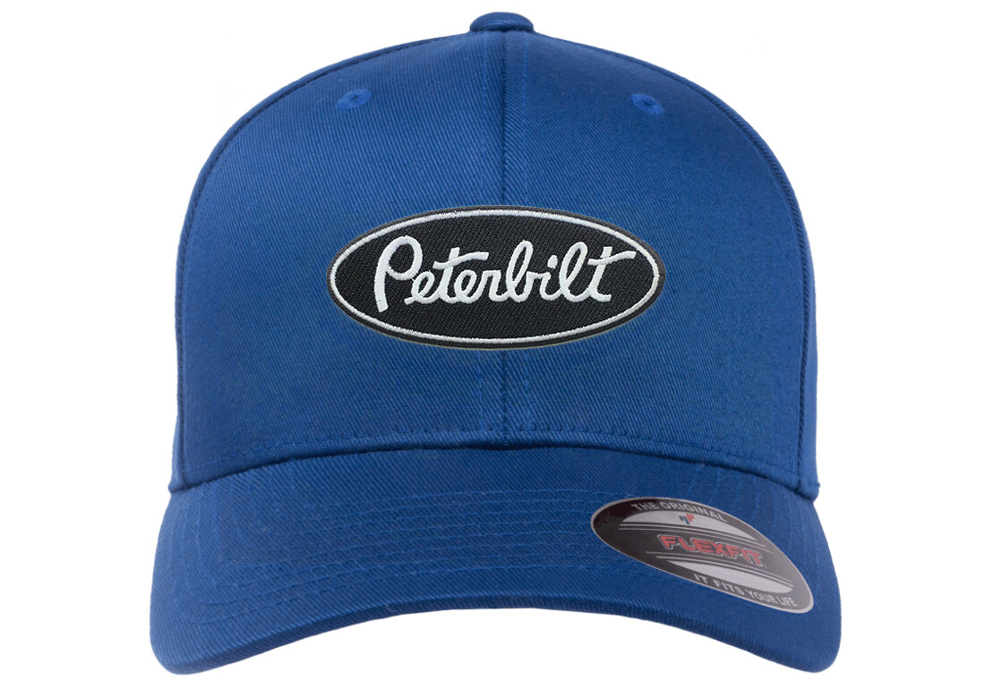 PETERBILT TRUCK BLACK Embroidered Patch CURVED or FLAT BILL FLEXFIT HAT
