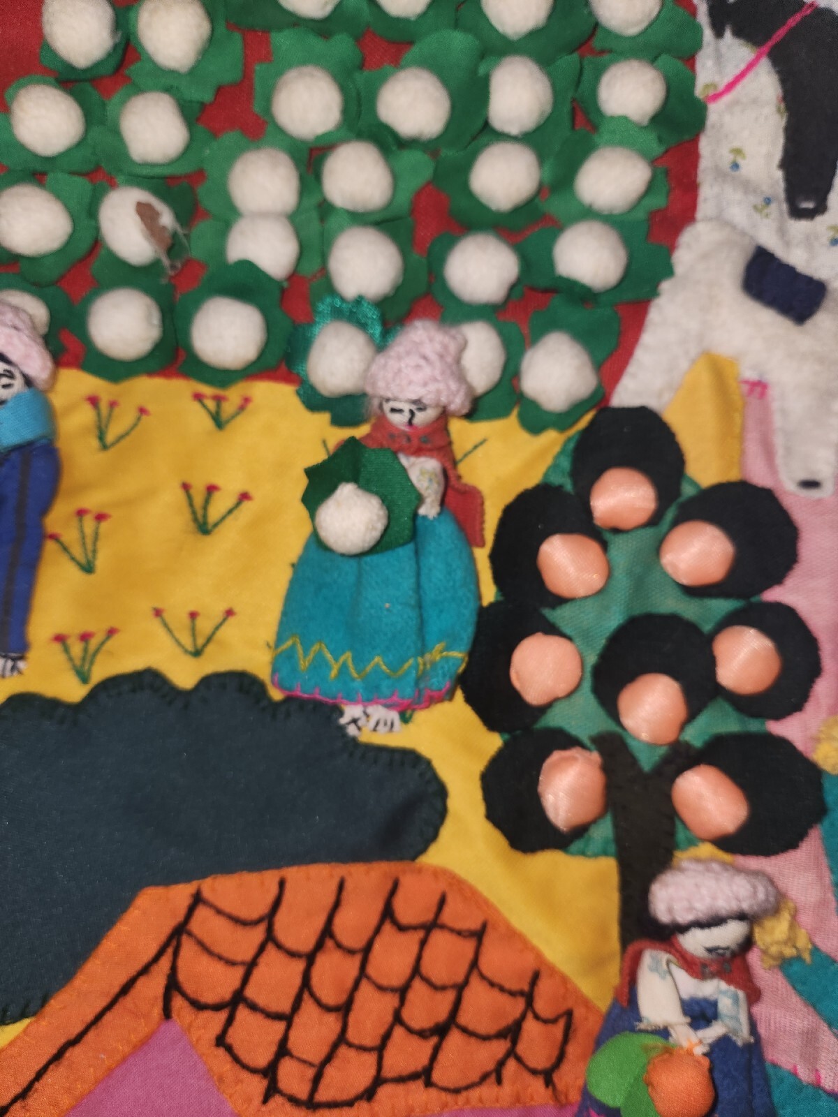 Arpilleras/3D Patchwork Little Doll Peruvian Folk Art Textiles Wall Art