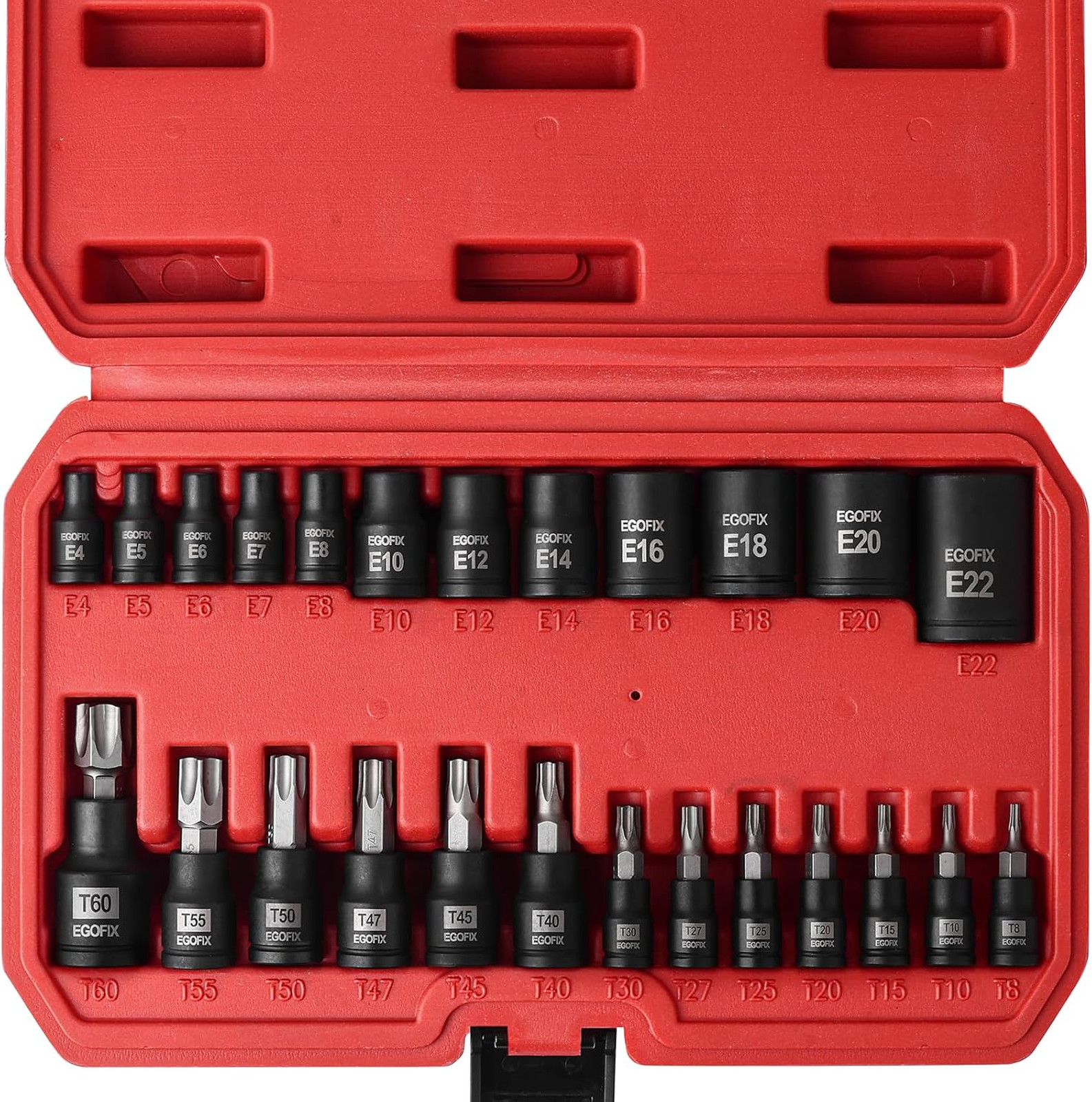 25 Piece Torx Bit and Socket Set, Heat Treated S2 Alloy Steel, Professional Auto