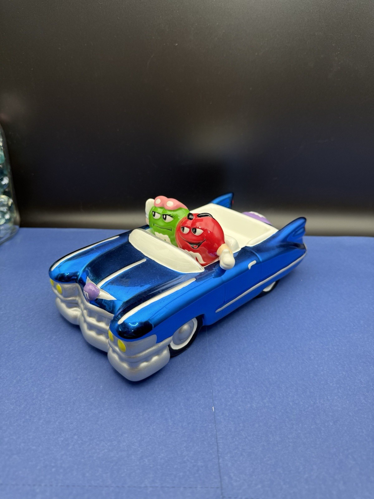 M&M's Metallic Blue Ceramic Cadillac Convertible Car Candy Dish Galerie 2003