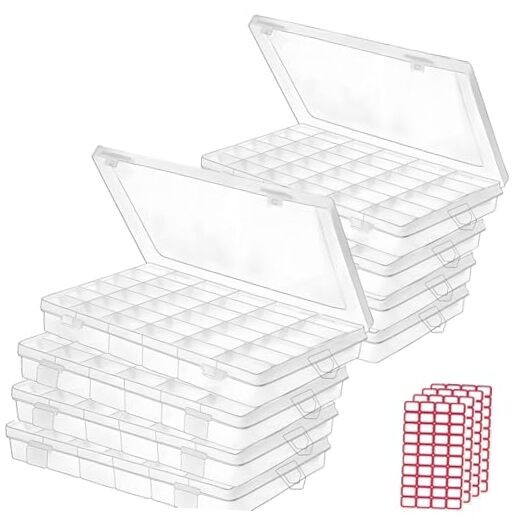 pack 36 Grids Plastic Clear Organizer Box bead Storage Containers with 8