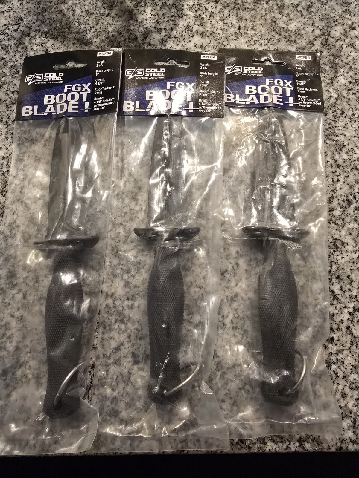 3x COLD STEEL 92FBA FGX Rubber handle fiberglass plastic blade knife 9 1/2"