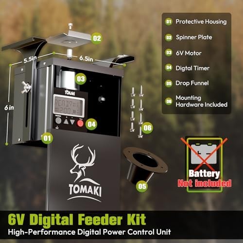 6V Deer Feeder Kit with Motor, Timer and Mounting Bracket, Weatherproof