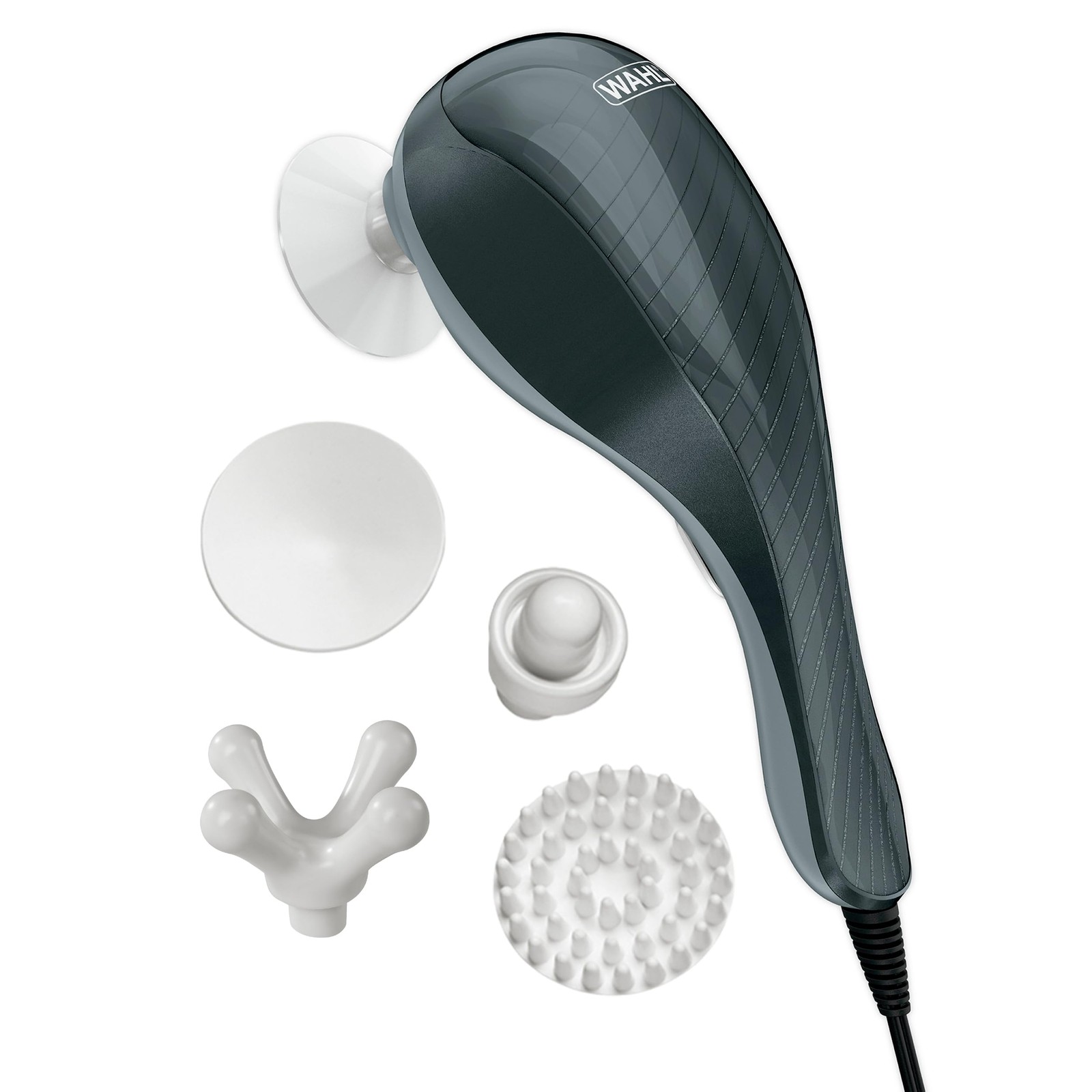 Wahl Soothing Vibration Corded Massager with 4 Attachment 5 Piece Set, Grey