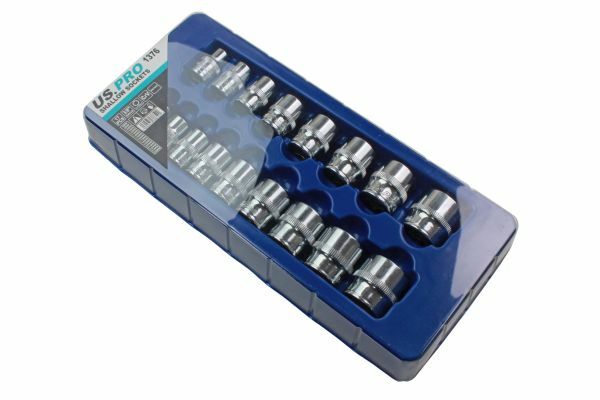 US PRO Tools 17pc 3/8 dr Shallow Sockets Set, Socket 6 Point 8-24mm 1376