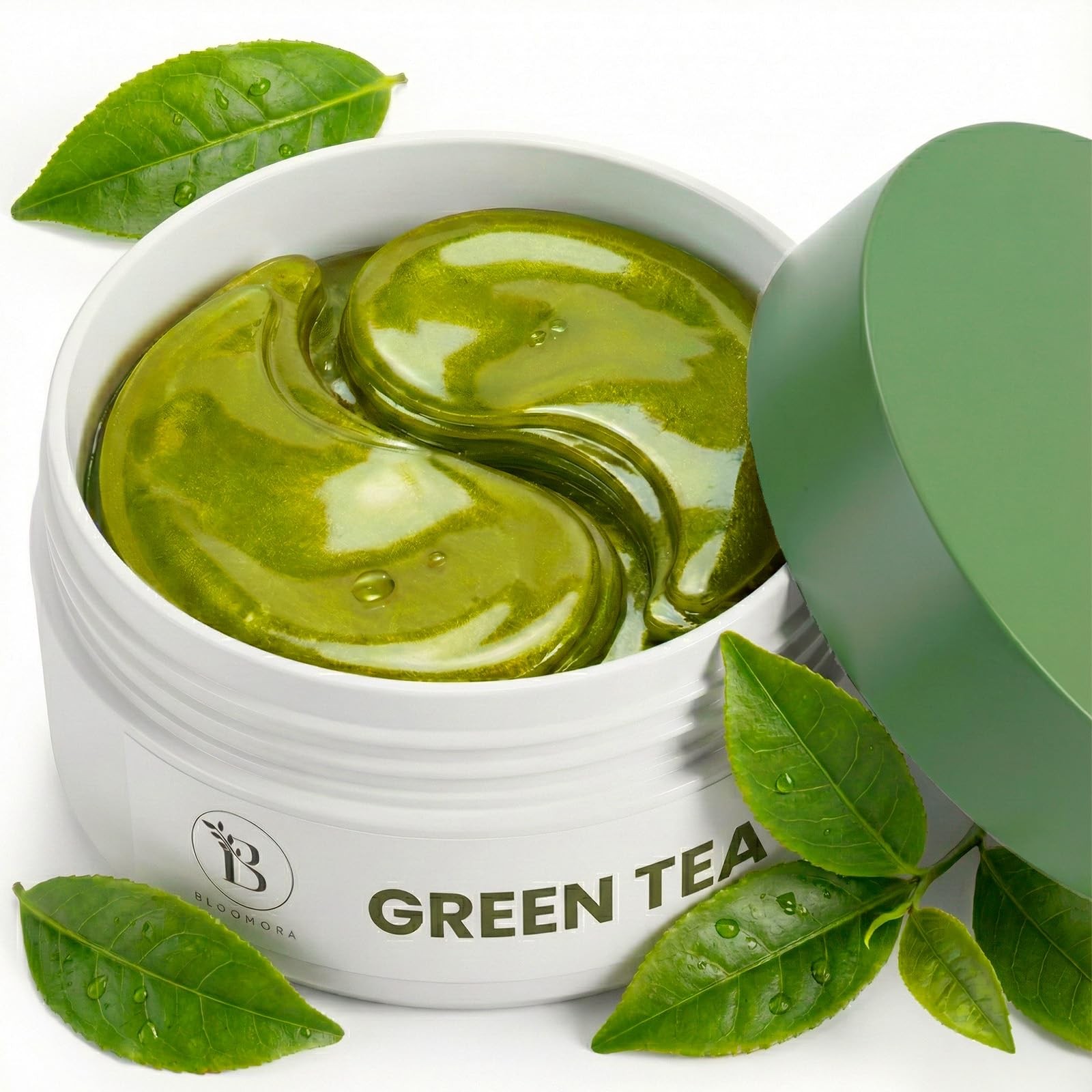 BLOOMORA Green Tea Under Eye Patches (30 Pairs), Cooling 1 Count (Pack of 1)