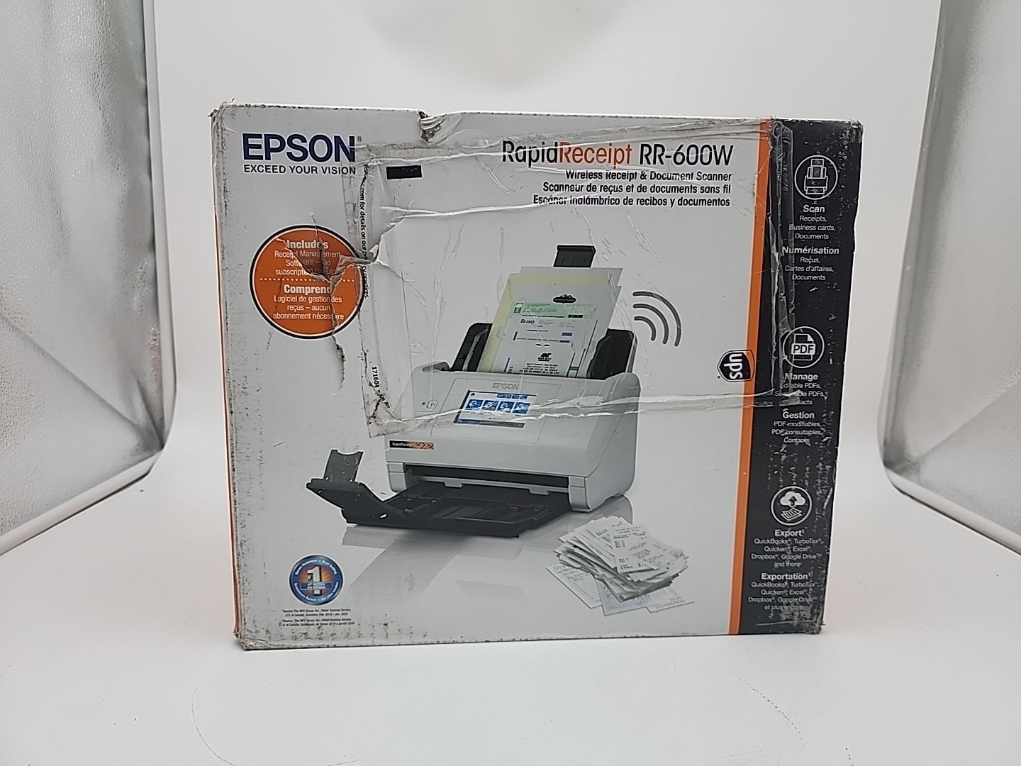 Epson RapidReceipt RR-600W Wireless Desktop Receipt & Document Scanner - NEW!