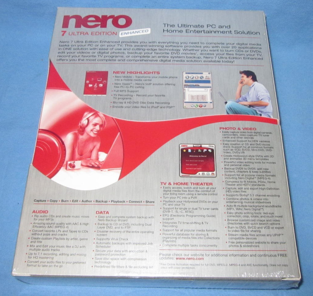 Nero 7 Ultra Edition Enhanced for Windows .. Sealed New Older Software