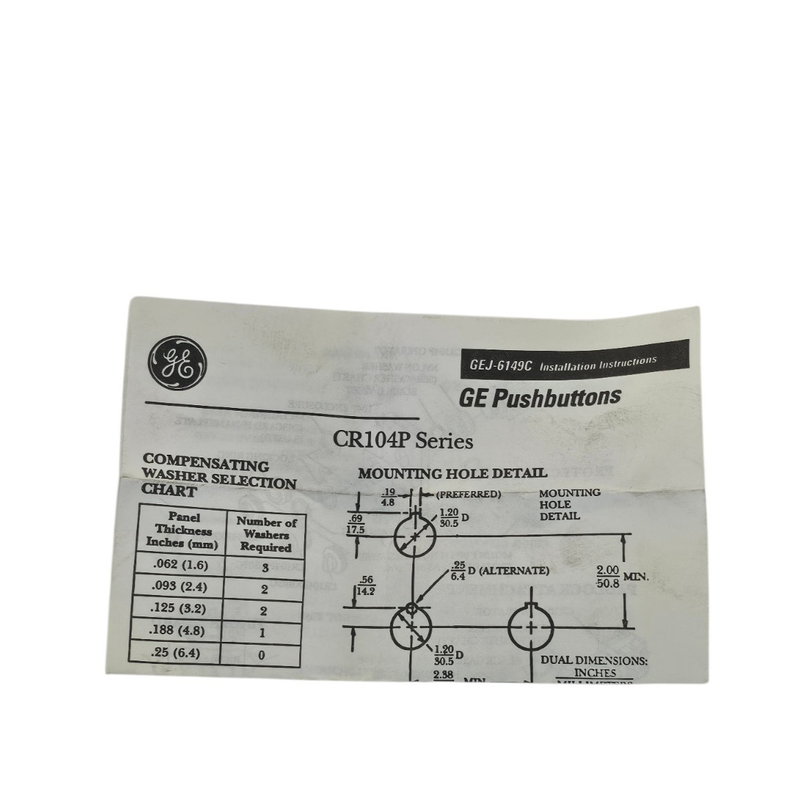 NIB GENERAL ELECTRIC CR104PSG32B92 SELECTOR SWITCH BLACK CAP